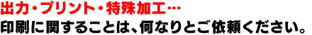 出力・プリント・特殊加工…印刷に関することは、何なりとご依頼ください。